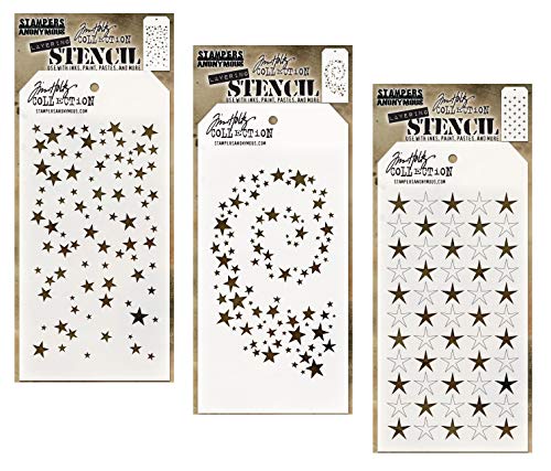 Stampers Anonymous Tim Holtz Layering Stencil: Falling Stars, Stampers Anonymous Tim Holtz Layering Stencil: Hocus Pocus and Stampers Anonymous Tim Holtz Layering Stencil: Shifter Stars