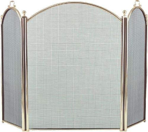 3 Fold Arched Polished Brass Screen 3/4" Diameter, 34" High x 52" Wide, 16 lbs)