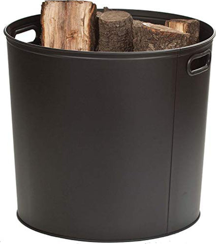 Log Bucket Black Steel (16" High x 17" Wide, 5lbs)
