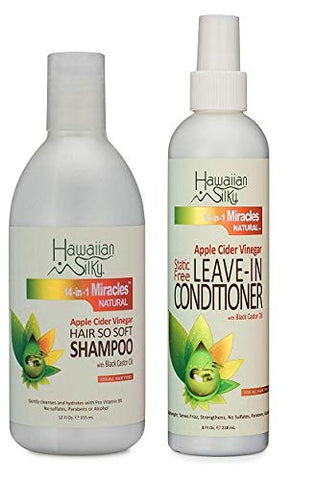 Hawaiian Silky 14-in-1 Miracles Static-Free Leave-in Conditioner, 8 oz and Hawaiian Silky 14-in-1 Miracles Hair So Soft Conditioner, 12 oz