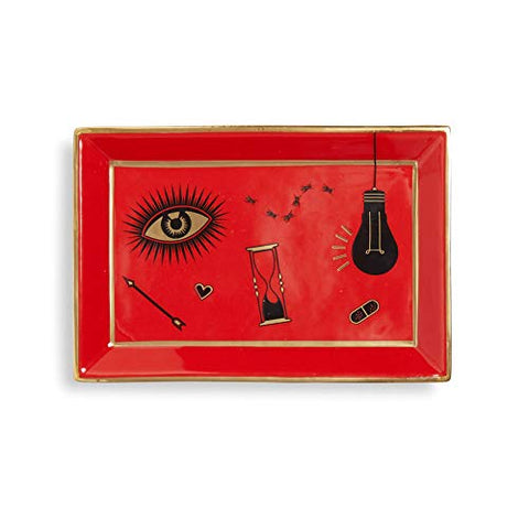 Bijoux Rectangle Tray, Red 7" W, 4.75" D, 1" H