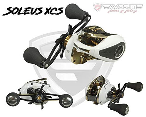 Favorite SLSW7XR Soleus XCS casting reel, White/Gold XCS 7.3:1 (right) (not in pricelist)