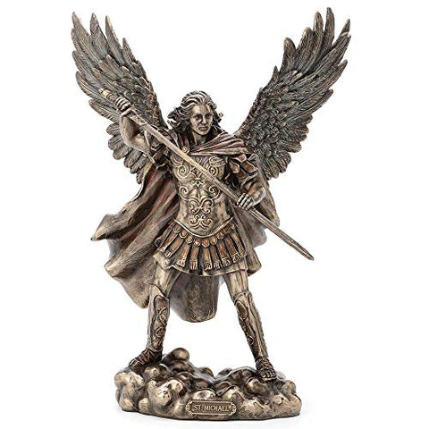 Archangel Saint Michael Unsheathing The Sword, Cold Cast Bronze, L8 1/2, W4 3/4, H11 3/8
