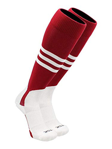 Dugout Series Over-Calf Heel/Toe, Pattern B, Cardinal-White, Large