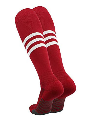 Dugout Series Over-Calf Heel/Toe, Pattern B, Cardinal–White, X-Large