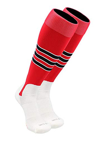 Dugout Series Over-Calf Heel/Toe, Pattern D, Scarlet-White-Black, Small