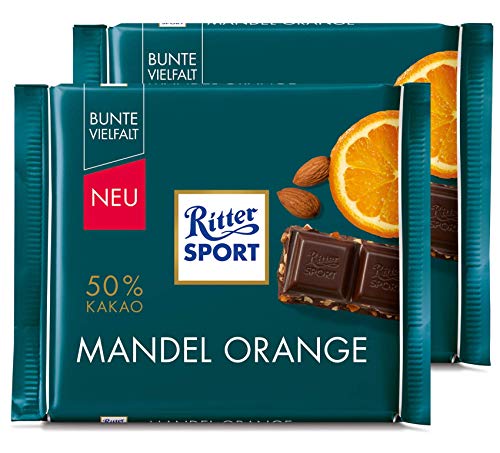 Ritter Dark Almond and Orange Cocoa Bar, 3.5 oz