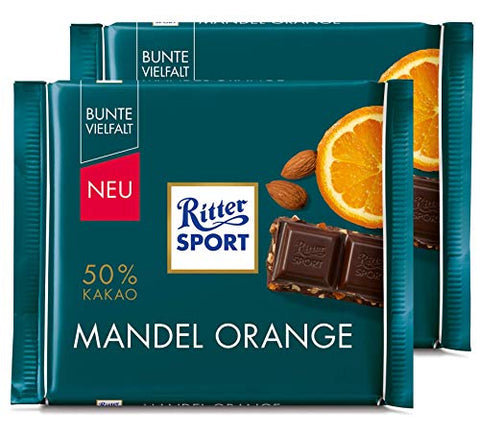 Ritter Dark Almond and Orange Cocoa Bar, 3.5 oz