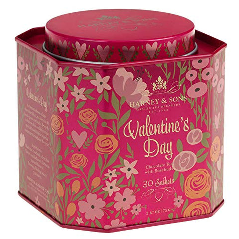 Holiday & Seasonal Teas (Valentine) - Flavored Black Tea, 4X30 Tin of Sachets