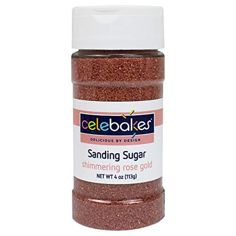 Celebakes Shimmering Rose Gold Sanding Sugar, 4 oz