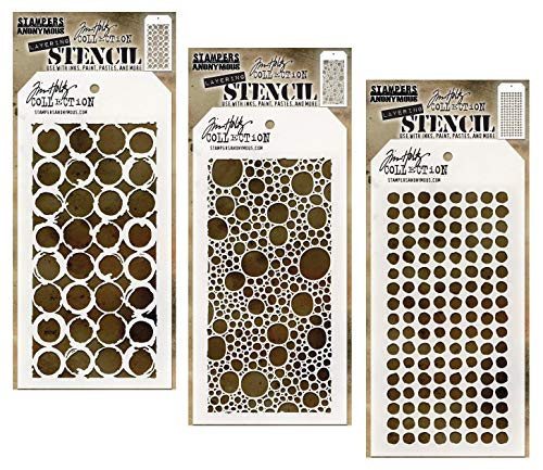 Stampers Anonymous Tim Holtz Layering Stencil: Ringer, Stampers Anonymous Tim Holtz Layering Stencil: Bubbles and Stampers Anonymous Tim Holtz Layering Stencil: Dotted