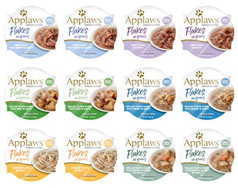 Applaws Cat Tuna Flakes 2.12Oz Pot and Tuna with Shrimp and Grilled Tilapia with Tuna and Grilled Tilapia with Shrimp and Grilled Tilapia with Sockeye Salmon, and Chicken