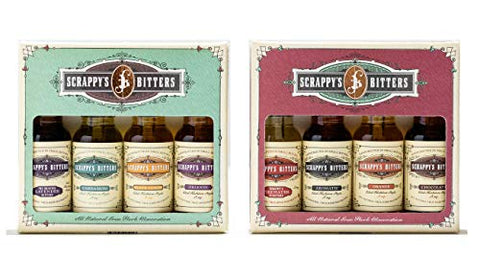 Scrappy's The New Classic Mini Set - Lavender, Cardamom,
Black Lemon and Orleans (4packs) 0.5 oz, Scrappy's Essentials Mini Set - Orange, Aromatic, Chocolate and Firewater (4packs) 0.5 oz