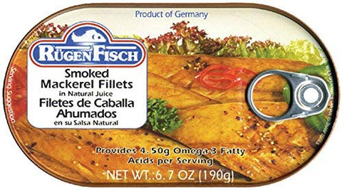 RugenFisch Smoked Mackerel in Vegetable Oil, 6.7 oz