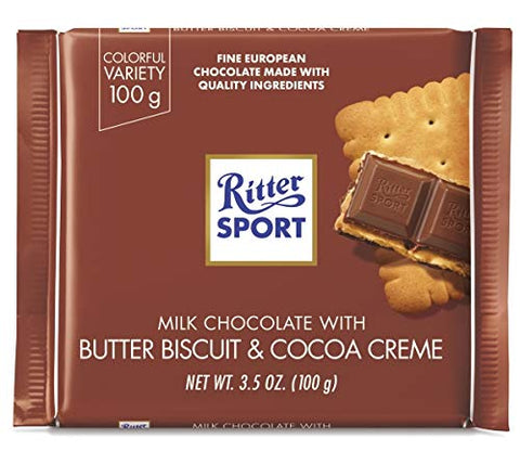 Ritter Butter Biscuit Knusperkeks Chocolate Bar, 3.5 oz