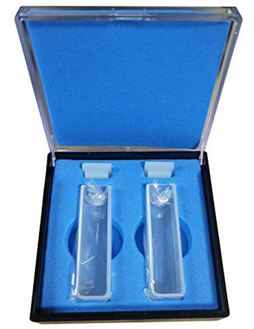Sealable Quartz Cuvette (2 Pack) for Spectrophotometer - 10 mm Light Path, 3.5 ml Volume, 190-2500 nm Wavelength Range, 2 Transparent Sides, Acid and Alkali Resistant