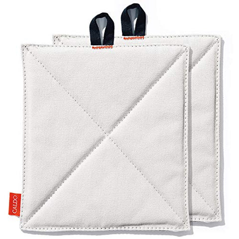 Caldo Canvas Kitchen Pot Holders - Insulated 100% Cotton Canvas Hot Pads for Oven- Heat Resistant- 2-Pack, 7” x 9” (Grey)