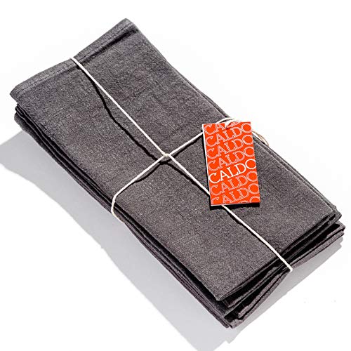 Caldo Linen Dinner Napkins - Rustic- Soft and Durable Cloth - Washable and Reusable- 4 Pack - 20x20 inch (Slate)