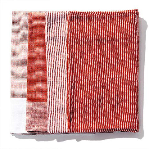Caldo Kitchen Dish Drying Towel, Set of 4, 100% Cotton, Absorbent Dish Cloths, 28 in x 20 in (Dots)