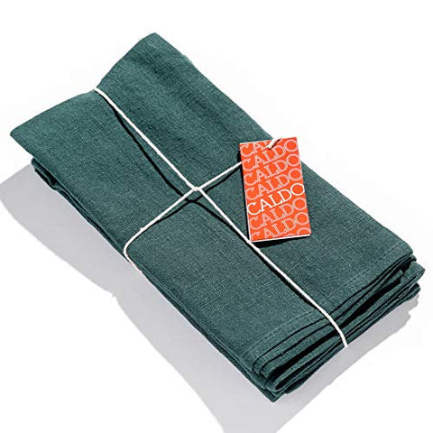 Caldo Linen Dinner Napkins - Rustic- Soft and Durable Cloth - Washable and Reusable- 4 Pack - 20x20 inch (Spruce)