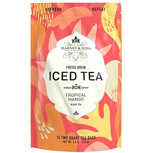 Large Fresh Brew Iced Tea Pouches - Flavored Black Tea, Tropical Mango (15ct)