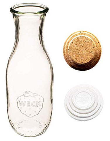 1 L Juice Jar w/ glass lid, ring, & 2 clamps, 35.9oz;
Small Keep-Fresh Cover; and
Small Cork Lid