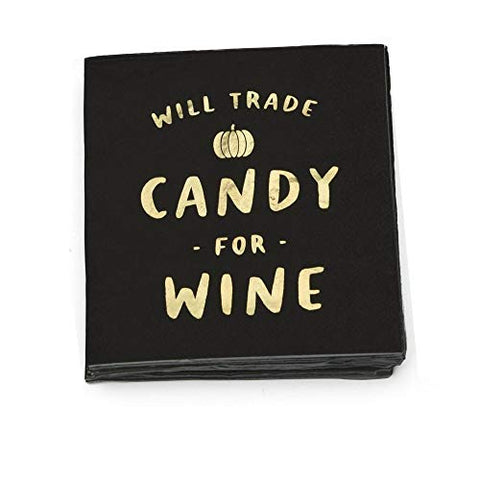 Candy For Wine Halloween Cocktail Napkins, 5" x 5", 40 ct