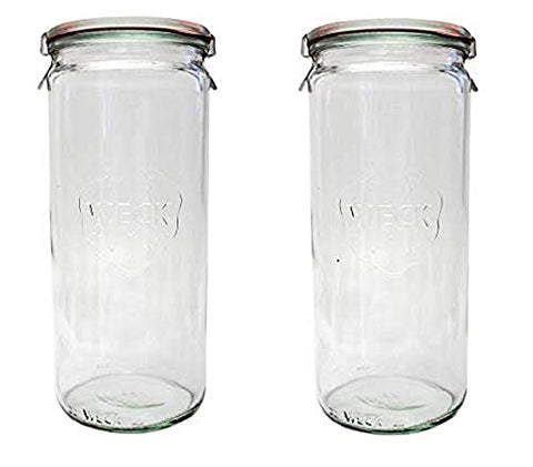 1 L Cylindrical Jar w/ glass lid, ring, & 2 clamps, 35.2oz