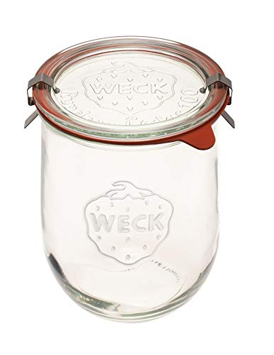 1 L Tulip Jar w/ glass lid, ring, & 2 clamps, 35.9oz