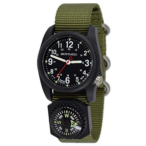 DX3 Compass, Black Dial / Black Case- #97 Forest Nylon Band + Compass