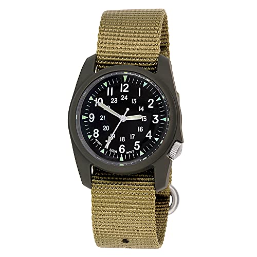 A-2RA Retroform, Black Dial / Dark Olive Case- #340 Retroform Khaki Nylon Band