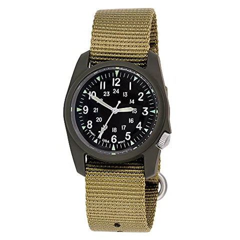 A-2RA Retroform, Black Dial / Dark Olive Case- #340 Retroform Khaki Nylon Band