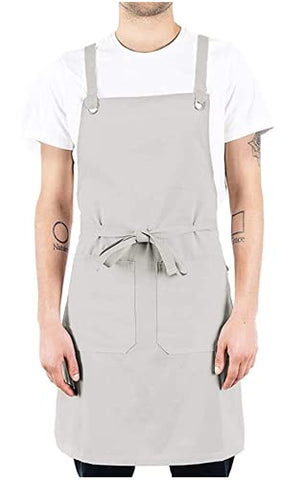 Caldo Crossback Kitchen Apron for Cooking - Mens and Womens Professional Chef or Server Bib Apron - Adjustable Crossback Style - Rustic- Midweight Cotton (Black)…