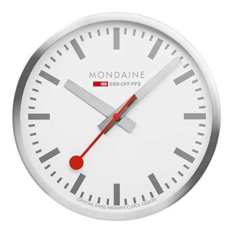 Mondaine - Clock Silver 40 Cm - 400 mm - White Dial