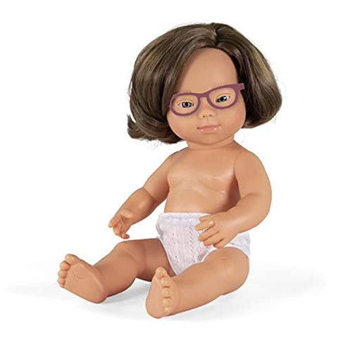 Baby Doll Caucasian Girl with Down Syndrome with Glasses 15''